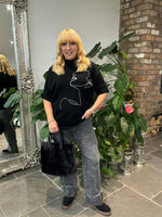 Black Abstract Face Knit Emily